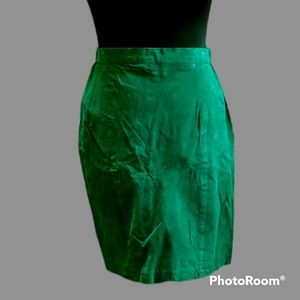 Vintage Maggie Lawrence Forest Green Leather Pencil Skirt